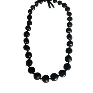 Vintage Hawaiian Traditional Black Kukui Nut Lau Necklace made in Hawaii 34”